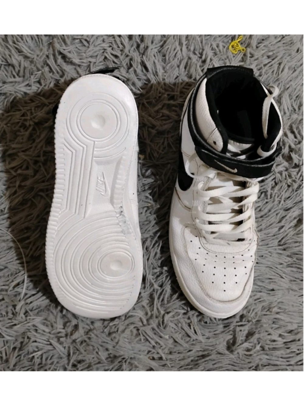 Nike Air Force 1 High Top Men's 10.5 White Black Leather Sneakers CT2303-100